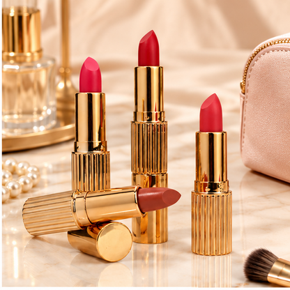 Classic Gold Case Lipstick – Smooth Color Makeup Stick