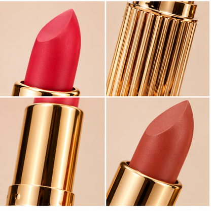 Classic Gold Case Lipstick – Smooth Color Makeup Stick