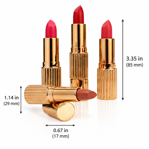 Classic Gold Case Lipstick – Smooth Color Makeup Stick