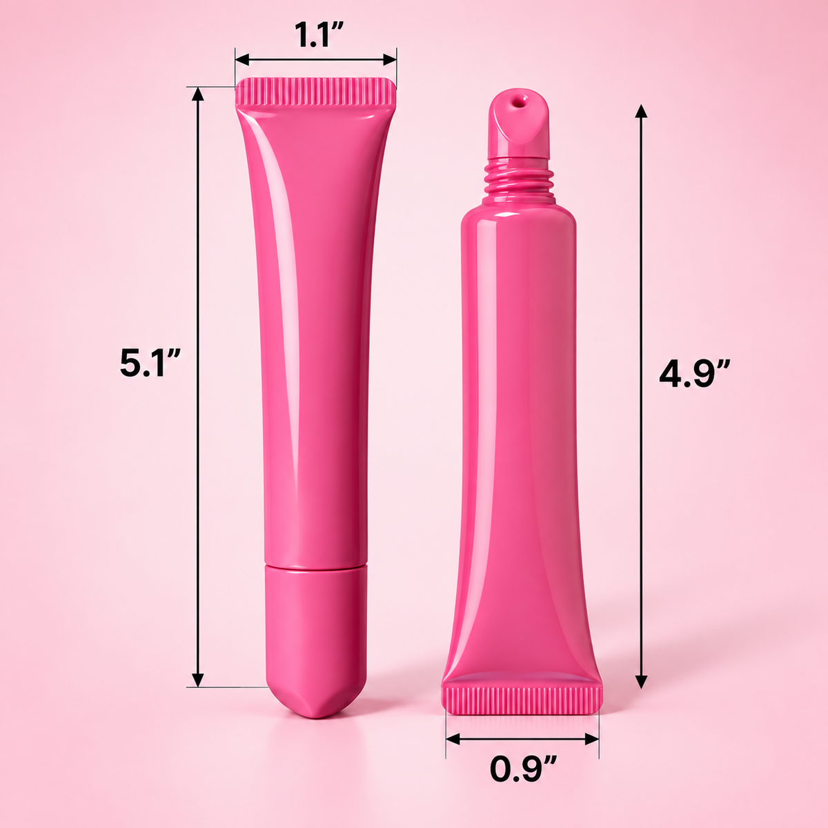 Pink High-Shine Lip Gloss with Angled Applicator Tip