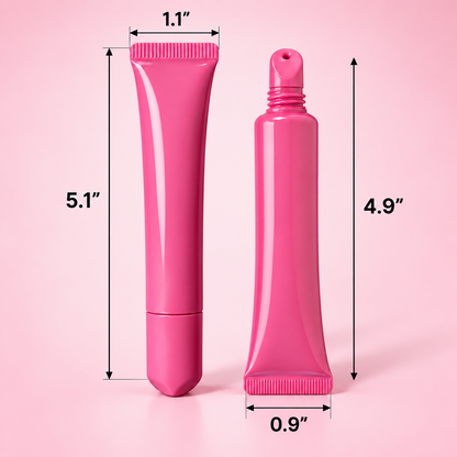 Pink High-Shine Lip Gloss with Angled Applicator Tip